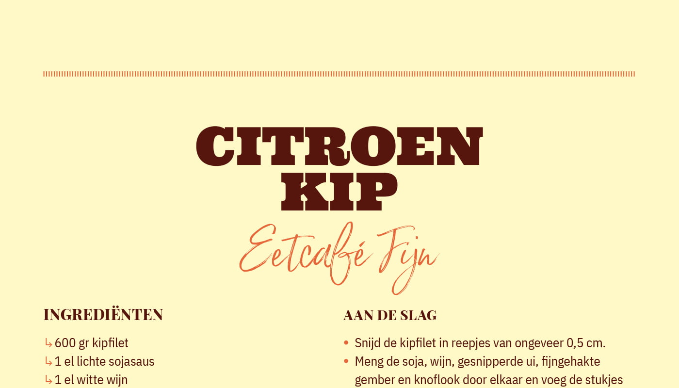 Citroen kip van  Eetcafé Fijn